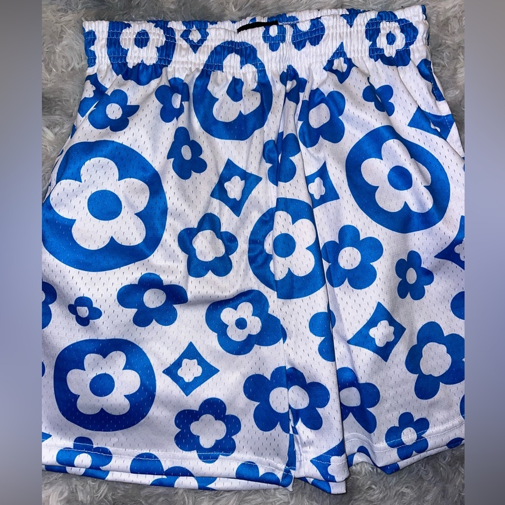 Asylum Men’s Blue & White Satin Mesh Shorts - XL - BRAND NEW